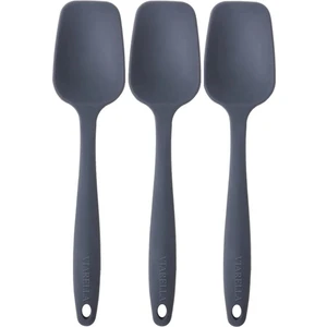 Büyük Boy Silikon Yassı Kaşık 3lü Set Gri