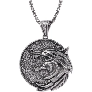 Herşey Nota The Witcher Kurt Madalyon Paslanmaz Çelik Kolye