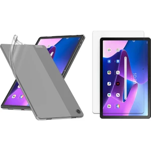 Lenovo Tab M10 Plus 3rd Gen 10.6" 2022 (TB-125F/128F) Şeffaf Silikon Kılıf + Nano Cam Ekran Koruyucu