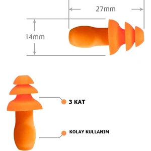 Silikon Kulak Tıkacı Ipli 3 Adet Howard Design
