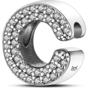Ni Aksesuar Gümüş S925 Damgalı C Harfi Zirkon Taşlı Charm