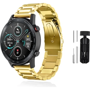 Kip GSM Huawei Honor Watch Magic 2 46MM Uyumlu Kordon Paslanmaz Çelik Metal Kordon Ayarlama Aparatlı