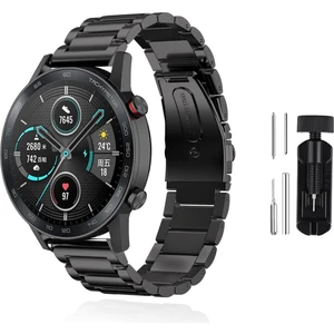 Kip GSM Huawei Honor Watch Magic 2 46MM Uyumlu Kordon Paslanmaz Çelik Metal Kordon Ayarlama Aparatlı