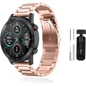 Kip GSM Huawei Honor Watch Magic 2 46MM Uyumlu Kordon Kordon Metal Metal Kordon Ayarlama Aparatlı