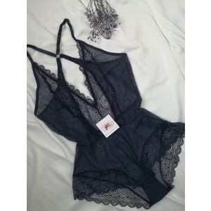 Gece İncisi Elegance Lacivert Dantel Bodysuıt