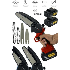 88 V 8 Ah Yağ Pompali Çift Akülü 10 - 15 cm Pala Şarjlı Dal Kesme Budama Testere Bıçkı Makinesi