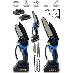 Italyan Teknoloji Kömürsüz Motor 10 - 15 cm Çift Pala Çift Akülü Dal Ağaç Budama Testere Makinası