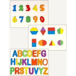 Capellawoodworks Ahşap Puzzle 3in1 Alfabe-Sayılar-Geometri