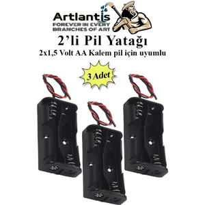 2 Li Pil Yatağı Deney 3 Adet Pil Yuvası Pil Kutusu Aa Kalem Kalın Pil 2x1,5 Volt Yaylı Pil Yuvası