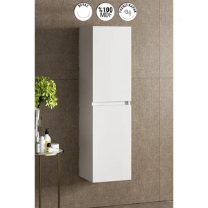 Banyo Boy Dolabı 130 cm 4 Bölmeli Çift Kapaklı Komple Parlak Beyaz Mdf