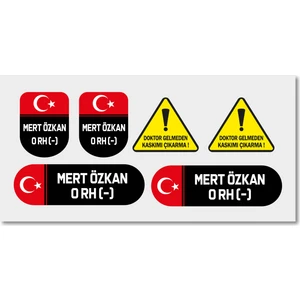 Kişiye Özel Kan Grubu Sticker Seti Motor Kan Grubu Etiket Seti