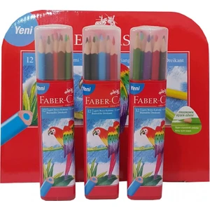 12'li Tam Boy Üçgen Kuru Boya Kalemi 3 Lü