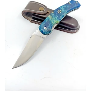 Epoksi Kabzeli Içten Kilitli Çakı, Outdoor Bıçak, Av Bıçağı, Edc Knife, Isme Özel Erkekler Için Doğum Günü Hediyesi