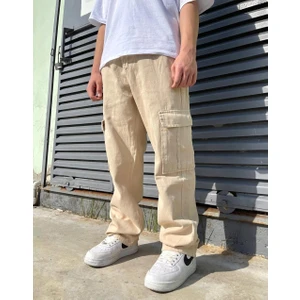 Premium Baggy Kargo Pantolon Bej