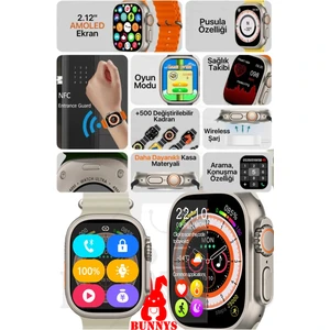 Rabbit Store Xiaomi Uyumlu Akıllı Saat Konuşma Özellikli Watch 8 Ultra 49MM Amoled Ekran