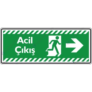 İsg Tabelam Acil Çıkış Sağa Ok/30x12cm/fosforlu etiket