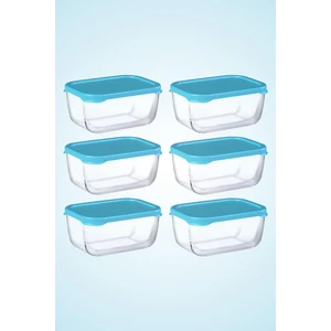 53733 6'Lı Snowbox Saklama Kabı Takımı - 420cc - Mavi Kapaklı