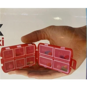 EC Shop Megev Medikal Kırmızı Elma Hapkabı Ilaç Saklama Kutusu Maxi Haftalık 4 Öğün 1 Hafta Bir Arada