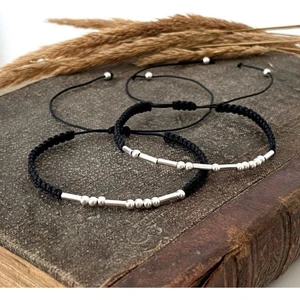 Ef  Mors Alfabesi Bileklik Gümüş Renk 2 Adet Sevgili Bilekliği