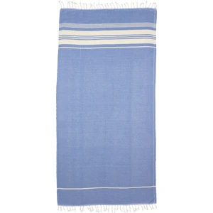 Açık Mavi-Beyaz Çizgili Organik Pamuk Peştamal Plaj Havlusu