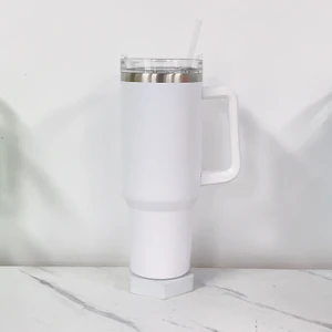 40OZ Kulplu Taşınabilir Araba Bardağı - Beyaz (Yurt Dışından)