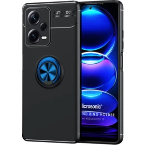 Xiaomi Redmi Note 12 Kılıf Kickstand Ring Holder Siyah Mavi