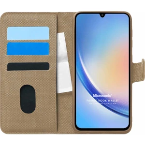 Samsung Galaxy A34 Kılıf Fabric Book Wallet Gold