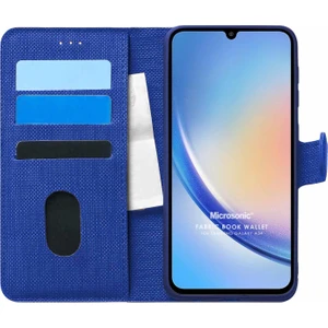 Samsung Galaxy A34 Kılıf Fabric Book Wallet Lacivert