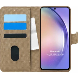 Samsung Galaxy A54 Kılıf Fabric Book Wallet Gold