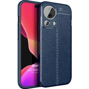 Xiaomi Mi 13 Lite Kılıf Deri Dokulu Silikon Lacivert