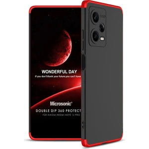 Xiaomi Redmi Note 12 Pro Kılıf Double Dip 360 Protective Siyah Kırmızı