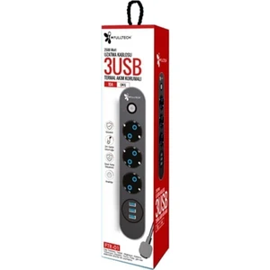 Ftr-01 Termal Akım Korumalı Priz 3x USB Akıllı