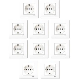 Karre Topraklı Priz + Çerçeve 10'lu Set