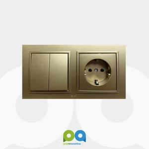 Zena Ikili Takım Komütatör Ikili Anahtar Topraklı Priz Ikili Çerçeve Titanyum