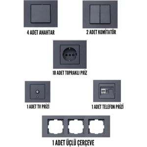 Grano Füme Anahtar & Priz Set Ovivo-Füme