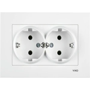 Karre Ikili Topraklı Priz - Beyaz Viko Karre
