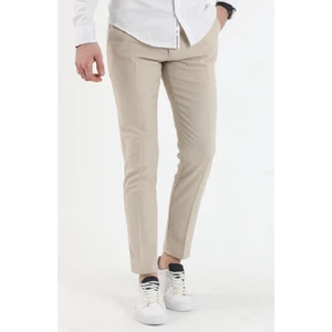 Mero Life Erkek Krem Italyan Kesim Slim Fit Kaliteli Esnek Likralı Bilek Boy Kumaş Pantolon