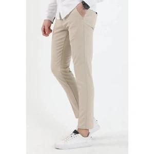 Mero Life Erkek Krem Italyan Kesim Slim Fit Kaliteli Esnek Likralı Bilek Boy Kumaş Pantolon