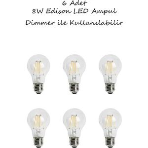 6 Adet 8W Edison Dimlenebilir LED Ampul / CT-4218