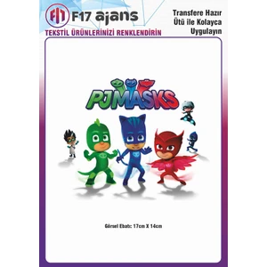 F17 Ajans Ütü ile Yapışan Tekstil Dtf Baskı Görseli Pj Masks Pj Maskeliler