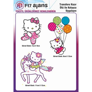 F17 Ajans Ütü ile Yapışan Tekstil Dtf Baskı Görseli Hello Kitty