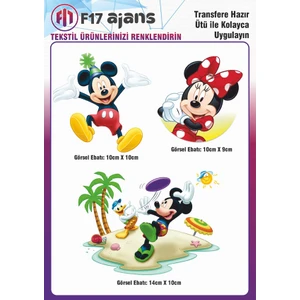 F17 Ajans Ütü ile Yapışan Tekstil Dtf Baskı Görseli Mickey Mouse