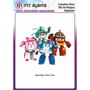 F17 Ajans Ütü ile Yapışan Tekstil Dtf Baskı Görseli Robocar Poli
