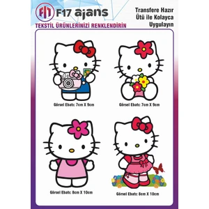 F17 Ajans Ütü ile Yapışan Tekstil Dtf Baskı Görseli Hello Kitty