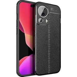 Xiaomi 13 Lite / Civi 2 (Global) Leather Serisi Deri Efekt Silikon Kılıf - Siyah AL3337