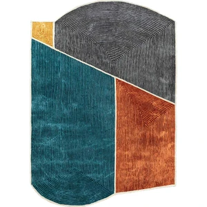 Rugs Modern mira 1234 Asimetrik Kesim Geometrik Çok Renkli Baskılı Dokuma Taban Halı