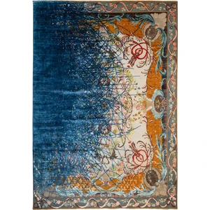 Rugs Modern mira 1216 Vintage Lacivert Kahve Baskılı Dokuma Taban Halı