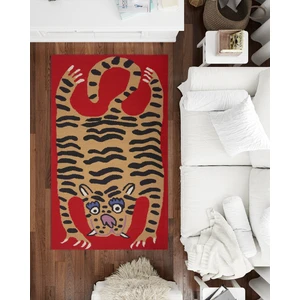 Rugs Modern mira 1138 Kırmızı Kaplan Figürlü Dokuma Taban Halı