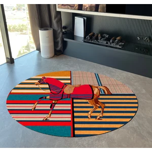 Rugs Modern Mira 894 Oval At ve Binicilik Temalı Dokuma Taban Halı