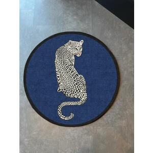 Rugs Modern Mira 1156 Yuvarlak Lacivert Leopar Ja Dokuma Taban Tasarım Halı
